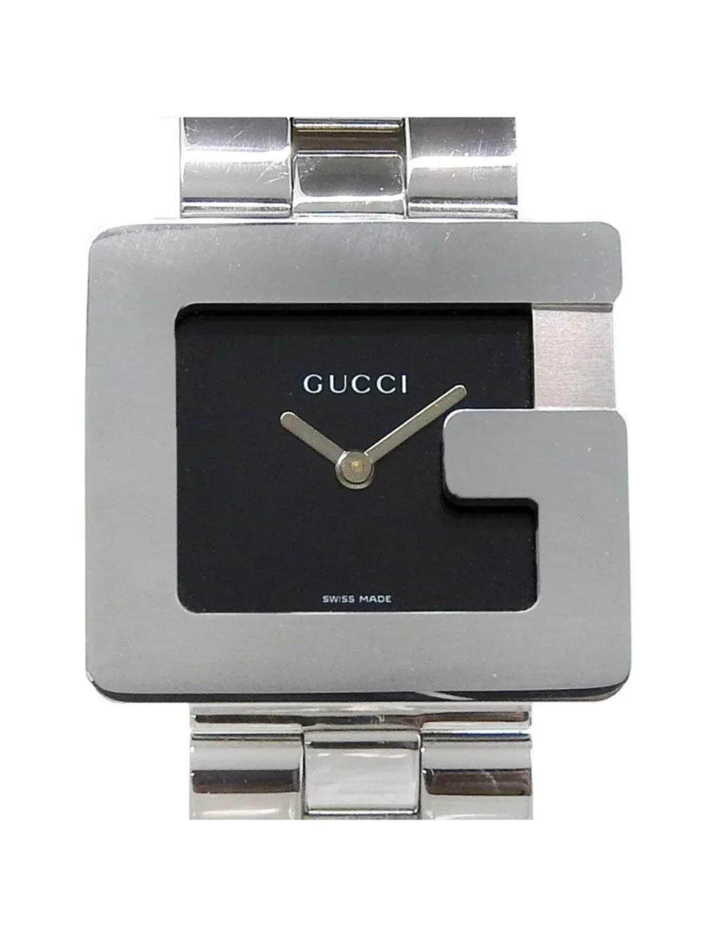 Gucci Square Stainless Steel Quartz Analog Display Black Dial Watch